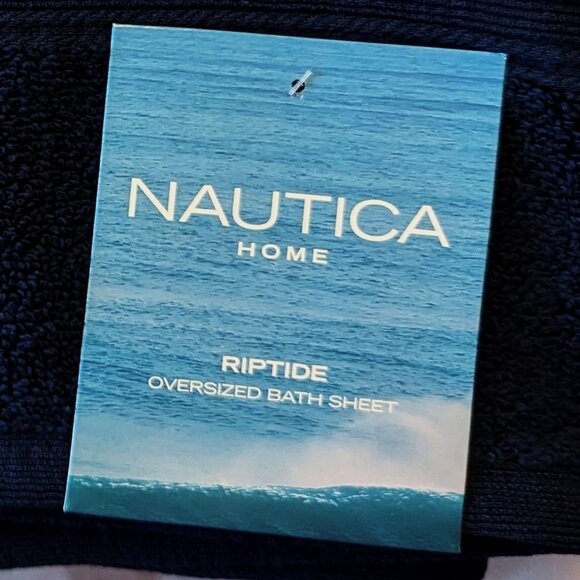 Nautica Home Riptide Bath Towel Blue Measures 33 x 63 inches - Picture 2 of 3